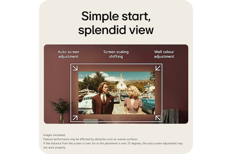 LG CineBeam Q Mini 4K UHD Portable Projector For Home and Outdoor | PU600U with Maximal 120-inch screen, DCI-P3 154% (Overall), RGB Laser, 600 ANSI Lumens, Auto Screen Adjustment, PU600U